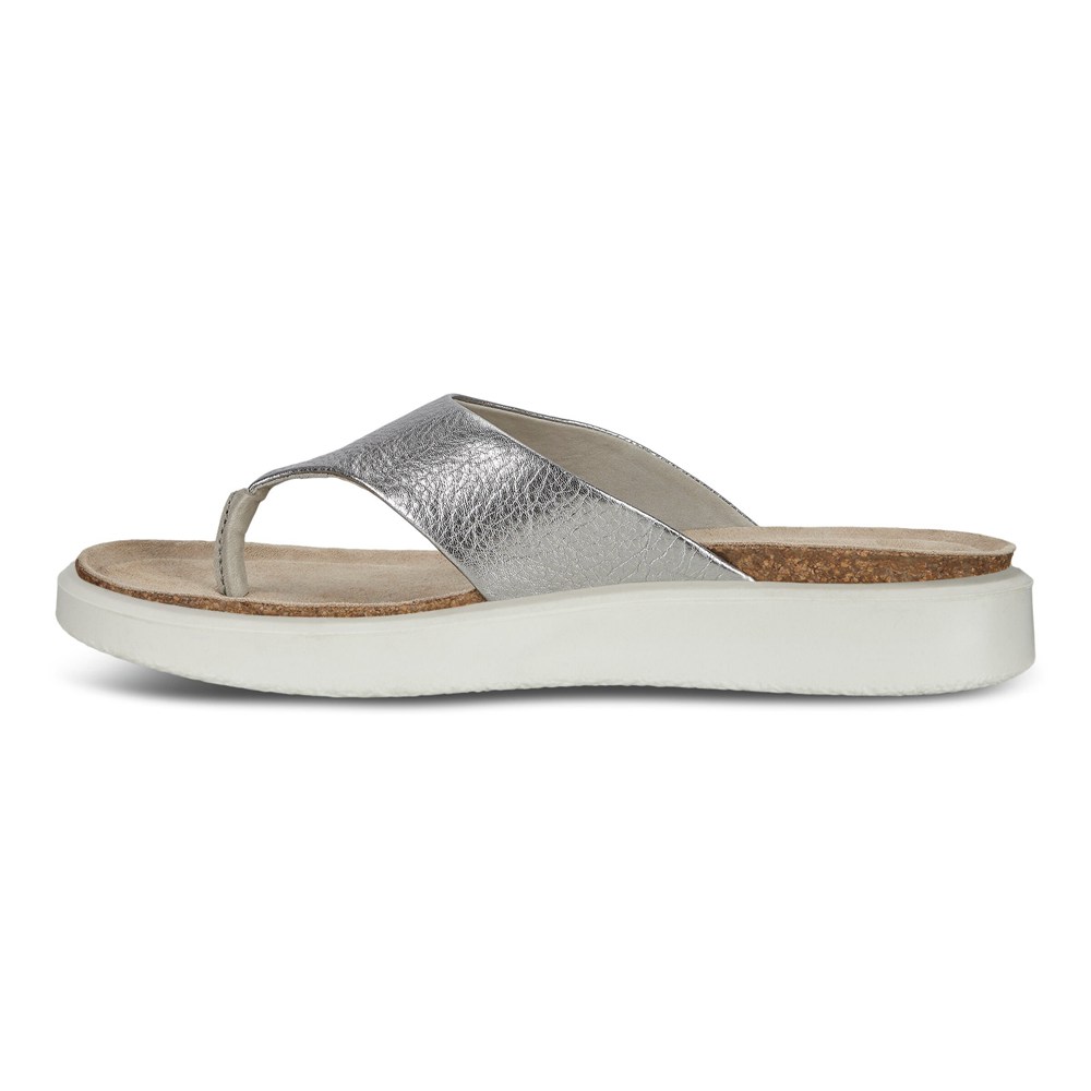 ECCO Womens Sandals Silver - Corksphere Thong - TUP-287564